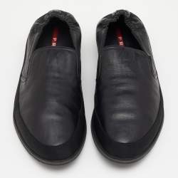 Pre Owned Prada Sport Black Leather Scrunch Slip On Sneakers Size 43