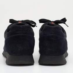 Pre Owned Prada Sport Navy Blue Suede And Camouflage Print Nylon Low Top Sneakers Size 43