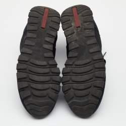 Pre Owned Prada Sport Navy Blue Suede And Camouflage Print Nylon Low Top Sneakers Size 43