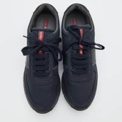 Pre Owned Prada Sport Navy Blue Nylon And Leather Low Top Sneakers Size 41
