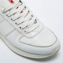 Pre Owned Prada Sport White Leather Low-Top Sneakers Size 43.5