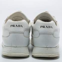 Pre Owned Prada Sport White Leather Low-Top Sneakers Size 43.5
