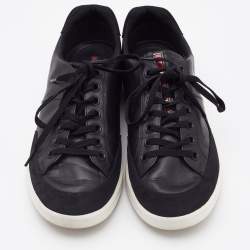 Prada Sport Black Leather and Suede Low Top Sneakers Size 42