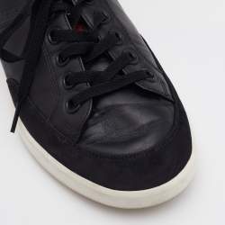 Prada Sport Black Leather and Suede Low Top Sneakers Size 42