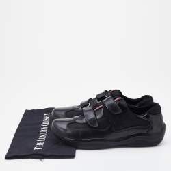Pre Owned Prada Sport Patent Leather and Mesh Velcro Low Top Sneakers Size 38
