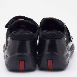 Pre Owned Prada Sport Patent Leather and Mesh Velcro Low Top Sneakers Size 38