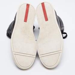 Pre Owned Prada Sport Black Leather High Top Sneakers Size 39