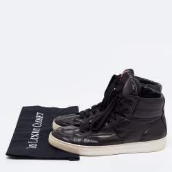 Pre Owned Prada Sport Black Leather High Top Sneakers Size 39