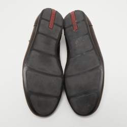 Pre Owned Prada Sport Dark Brown Leather Low Top Sneakers Size 41.5