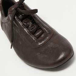 Pre Owned Prada Sport Dark Brown Leather Low Top Sneakers Size 41.5