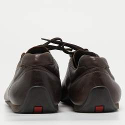 Pre Owned Prada Sport Dark Brown Leather Low Top Sneakers Size 41.5