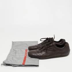 Pre Owned Prada Sport Dark Brown Leather Low Top Sneakers Size 41.5