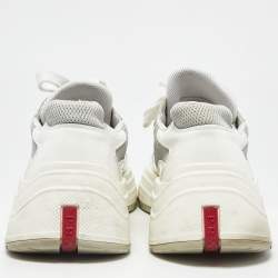 Prada Sport White/Grey Patent Leather and Mesh Low Top Sneakers Size 41.5