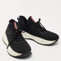 Prada Sport Black Mesh and Neoprene Low Top Sneakers Size 41