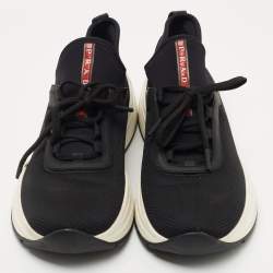 Prada Sport Black Mesh and Neoprene Low Top Sneakers Size 41