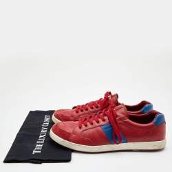 Pre Owned Prada Sport Red/Blue Leather and Suede Low Top Sneakers Size 44
