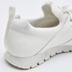 Pre Owned Prada Sport White Leather and Nylon Low Top Sneakers Size 43.5