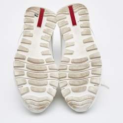 Pre Owned Prada Sport White Leather and Nylon Low Top Sneakers Size 43.5