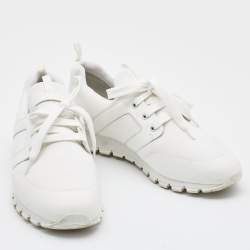 Pre Owned Prada Sport White Leather and Nylon Low Top Sneakers Size 43.5