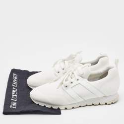 Pre Owned Prada Sport White Leather and Nylon Low Top Sneakers Size 43.5