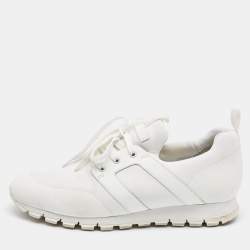Pre Owned Prada Sport White Leather and Nylon Low Top Sneakers Size 43.5