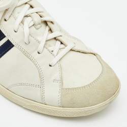 Prada Sport Off White Leather and Suede Low Top Sneakers Size 42