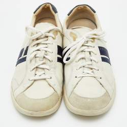 Prada Sport Off White Leather and Suede Low Top Sneakers Size 42