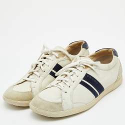 Prada Sport Off White Leather and Suede Low Top Sneakers Size 42