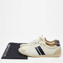 Prada Sport Off White Leather and Suede Low Top Sneakers Size 42
