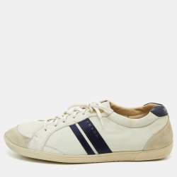 Prada Sport Off White Leather and Suede Low Top Sneakers Size 42
