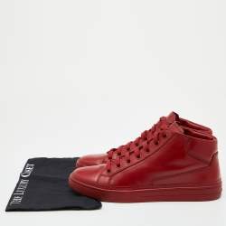 Prada Sport Red Leather High Top Sneakers Size 41