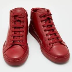 Prada Sport Red Leather High Top Sneakers Size 41