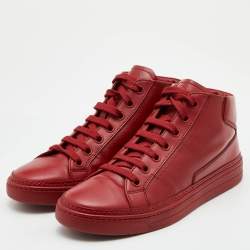 Prada Sport Red Leather High Top Sneakers Size 41