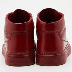 Prada Sport Red Leather High Top Sneakers Size 41