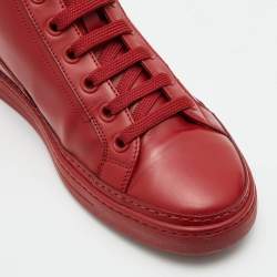 Prada Sport Red Leather High Top Sneakers Size 41