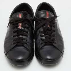 Pre Owned Prada Sport Black Leather Low Top Sneakers Size 43.5