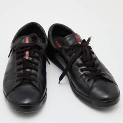 Pre Owned Prada Sport Black Leather Low Top Sneakers Size 43.5