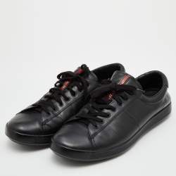 Pre Owned Prada Sport Black Leather Low Top Sneakers Size 43.5