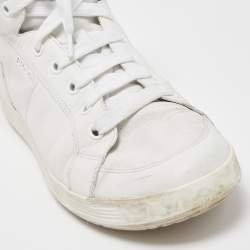 Pre Owned Prada Sport White Leather Lace Up High Top Sneakers Size 43