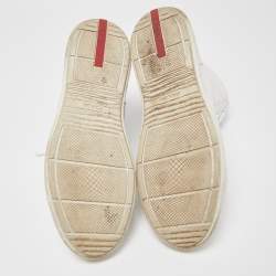 Pre Owned Prada Sport White Leather Lace Up High Top Sneakers Size 43