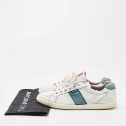 Pre Owned Prada Sport White Leather Lace Up Low Top Sneakers Size 40.5