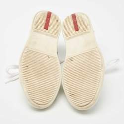 Pre Owned Prada Sport White Leather Lace Up Low Top Sneakers Size 40.5