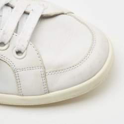 Pre Owned Prada Sport White Leather Lace Up Low Top Sneakers Size 40.5
