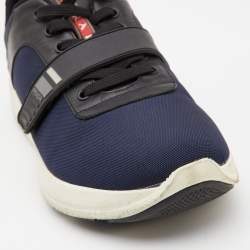 Prada Sport Blue/Black Canvas and Leather Sneakers Size 42