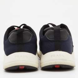 Prada Sport Blue/Black Canvas and Leather Sneakers Size 42