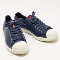 Pre Owned Prada Sport Navy Blue Leather Low Top Sneakers Size 41