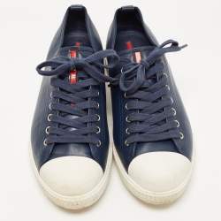 Pre Owned Prada Sport Navy Blue Leather Low Top Sneakers Size 41