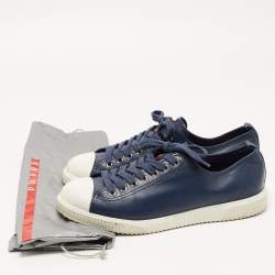 Pre Owned Prada Sport Navy Blue Leather Low Top Sneakers Size 41