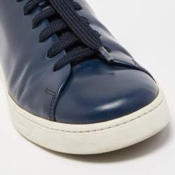 Pre Owned Prada Sport Navy Blue Leather Low Top Sneakers Size 42