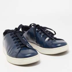 Pre Owned Prada Sport Navy Blue Leather Low Top Sneakers Size 42